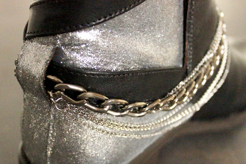 DIY leather shoes chains and glitter