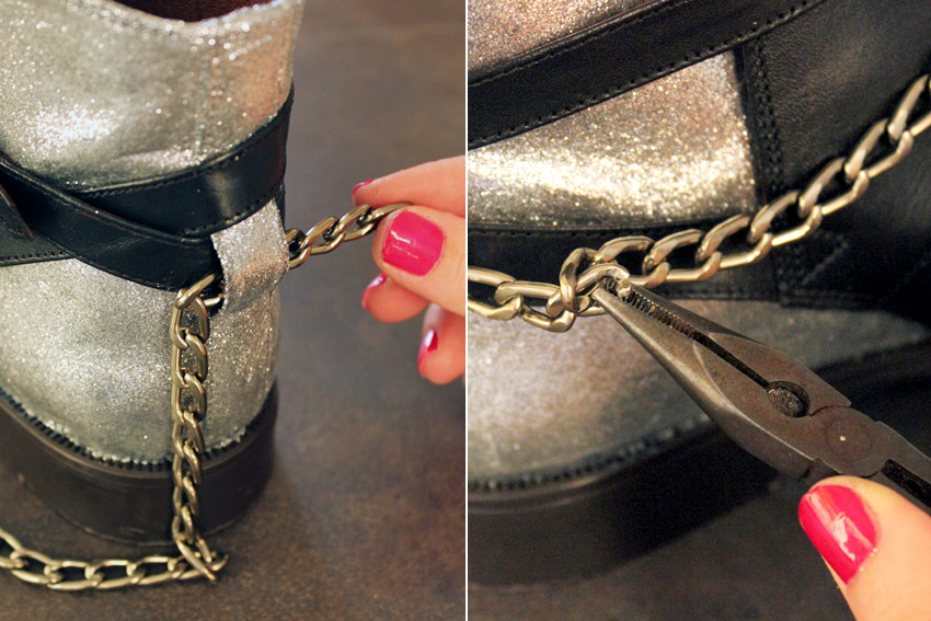 DIY leather shoes chains
