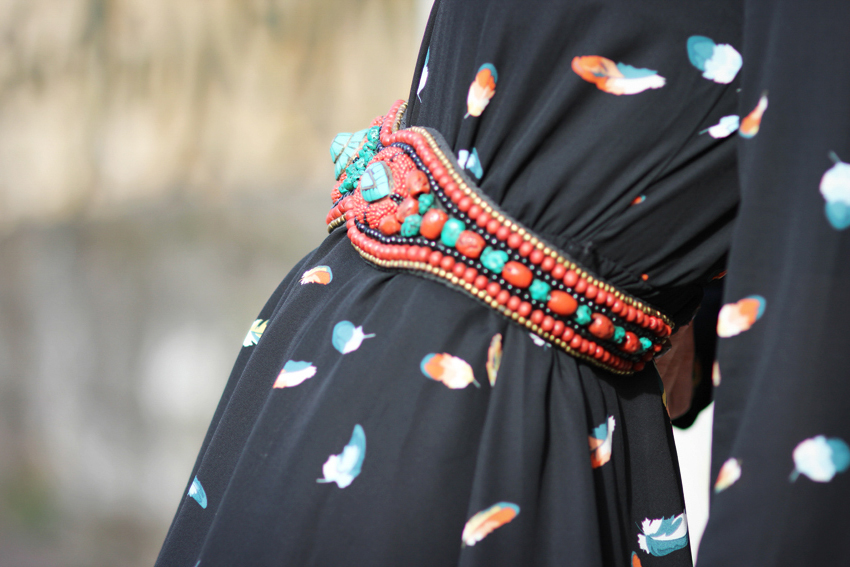 ceinture ethnique robe plume