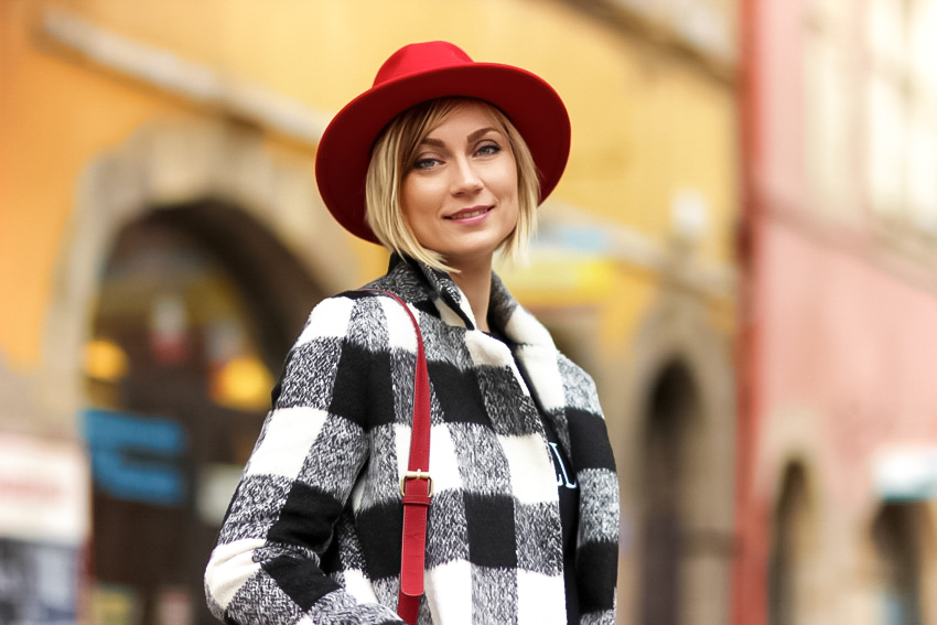 manteau femme carreaux blanc et noir