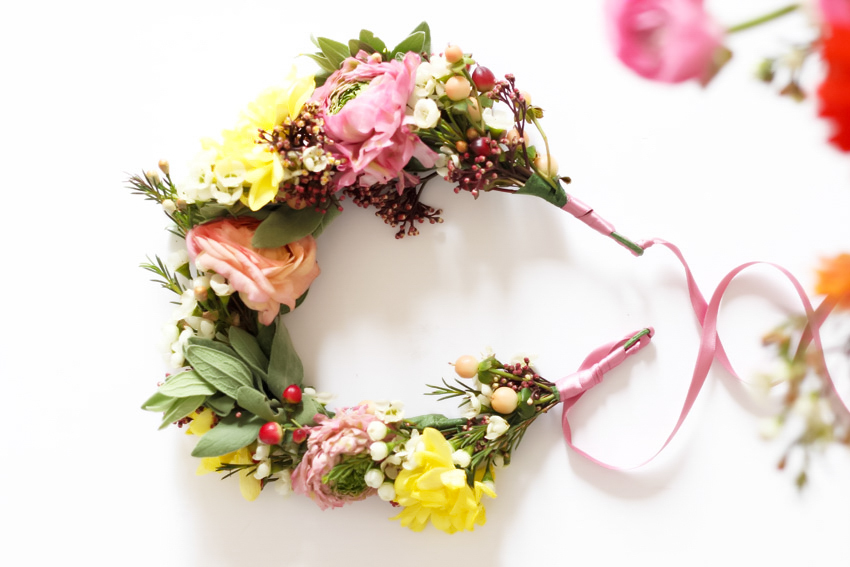 Couronne de fleurs fraiches